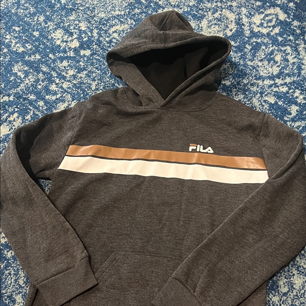 Fila Charcoal and Tan Men's Hoodie